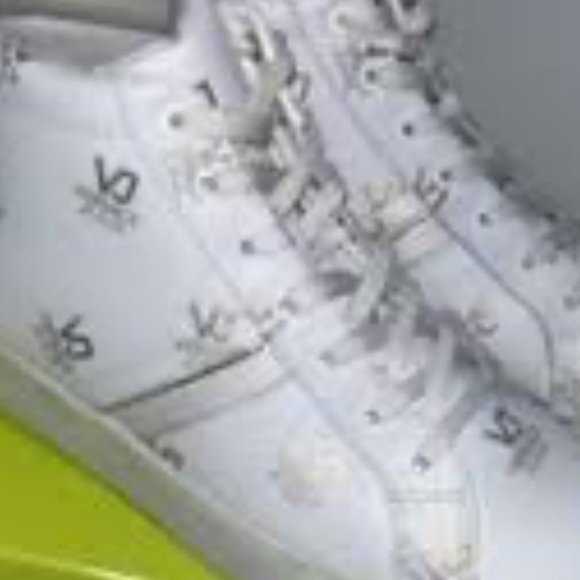 Versace Jeans White High Top Sneakers Sz 9 White Logo Sneakers - Picture 4 of 6